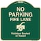Signmission Designer Series-No Parking Fire Lane With Graphic Violators Booted Or Towed, 18" x 18", G-1818-9962 A-DES-G-1818-9962 - alternate 1